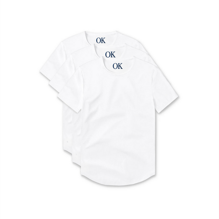 All White Crew Curve-Hem 3-Pack