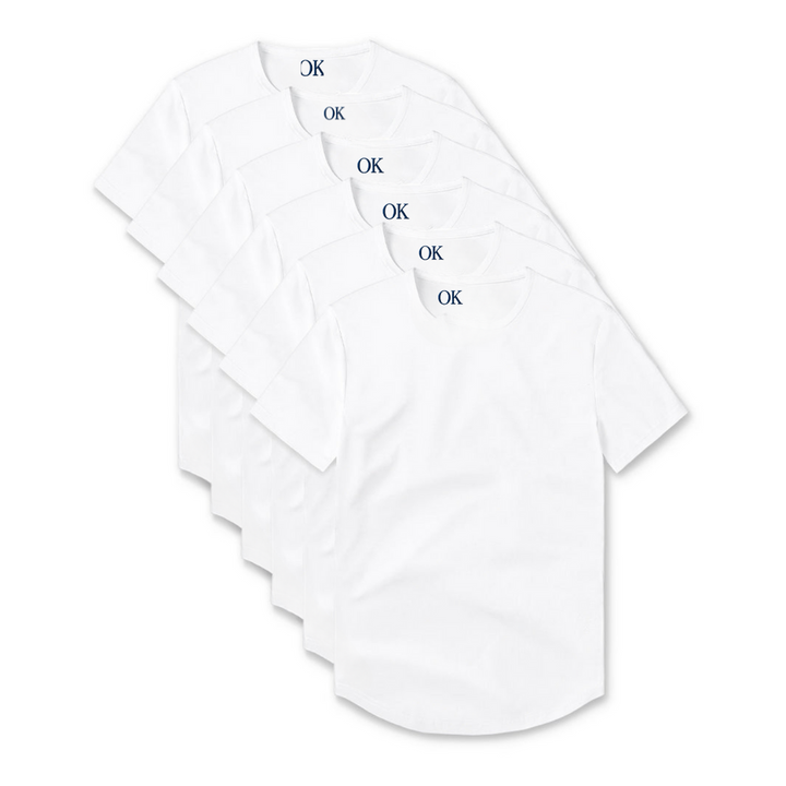 All White Crew Curve-Hem 6-Pack